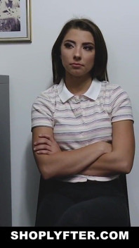 Teen Petite Ava Eden caught shoplifting and punished by security