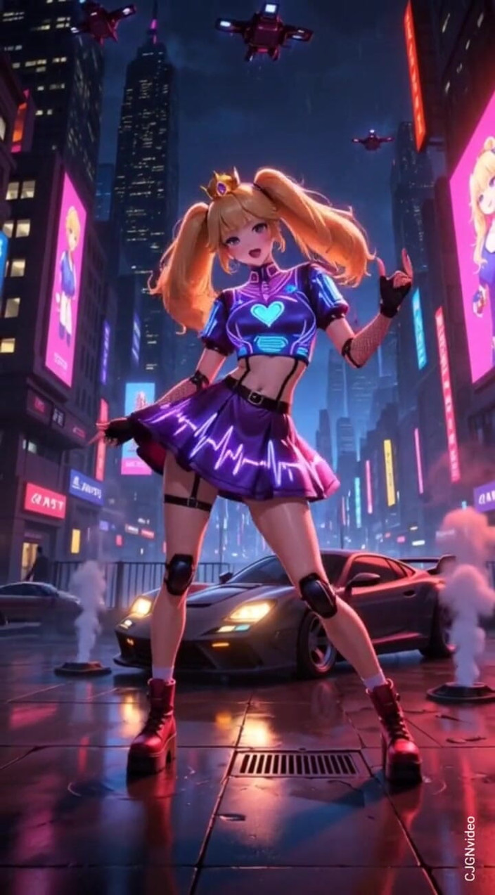 Hot girl dancing: 108. Prinzessin peach cyberpunk Version Tanz (ai Animation)