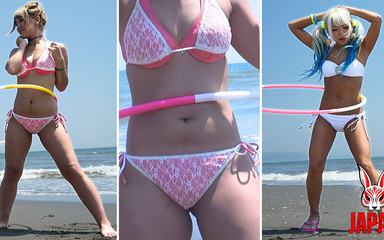 Japan Fetish Fusion: Belly Button Hoop Duo: Noa a Reona Maruyama