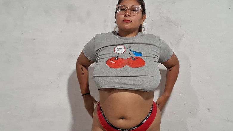 SugarPose: Big Breast Latina Bounces Around in Her Underwear