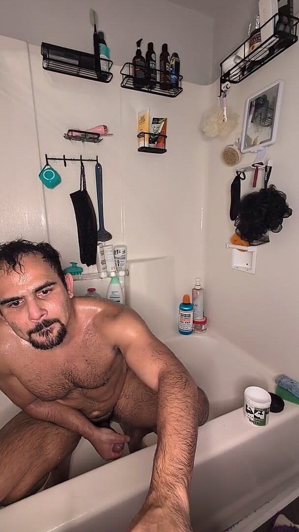 Bodybuilder Strokes Thick Cock After Workout in the Shower