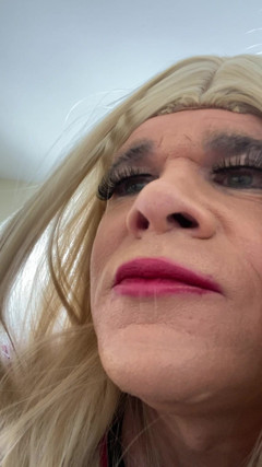 Amateur Crossdresser in Stocking Heels Skirt Seduces Husband to Her Room Gives Blowjob, but Hubby Keeps Talking About MILF Wild