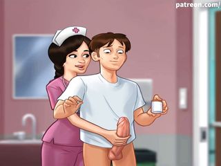 Cartoon Universal: Summertime saga part 139 - hospital nurse jerk my big boner ( Spanish...