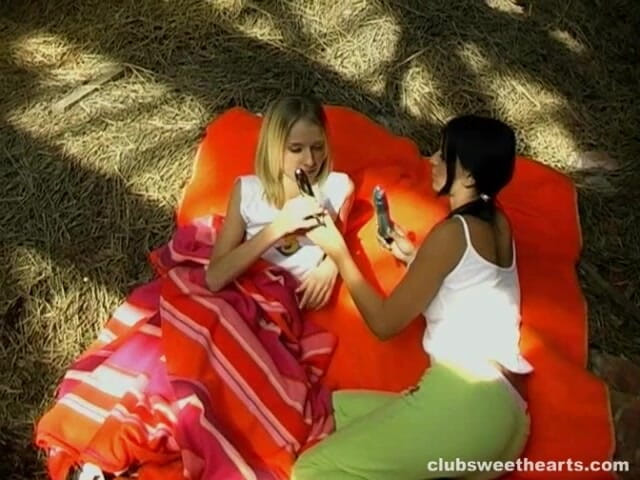 SkinnySweetHearts: Anne and Lesley Playing in a Haystack