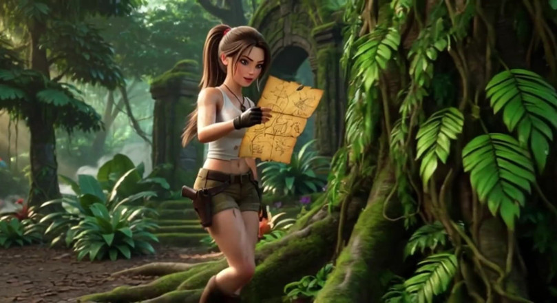My night collection: Lara Croft scopre il tesoro amazzone e abbraccia la bellissima...
