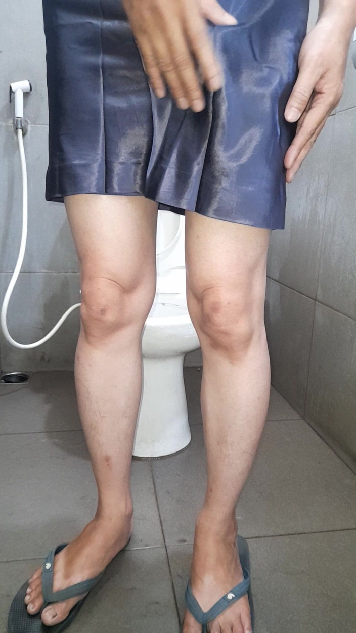 Naomisinka: Blå satin silke miniklänning med underbart foder