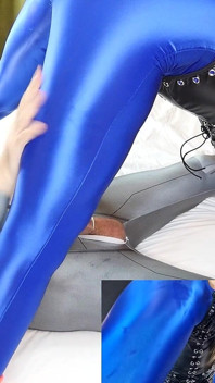 Monika Juicy Blue Zentai фитнесс на тренировке