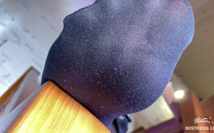 Mistress Legs: My Odor Feet in Black Stockings Tease Above You Face...