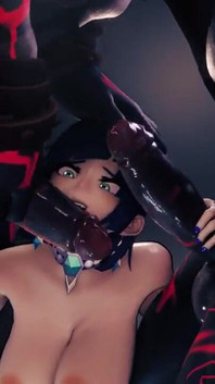 Yelan Worshipping 2 Mitachurl's Big Black Cocks Genshin Impact - 60 Fps Churled Licking Sucking