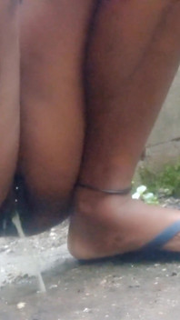Squeezing My Tits Sqauting Peeing Outdoors