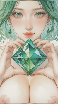 Nude Silhouette in Emerald Geometry