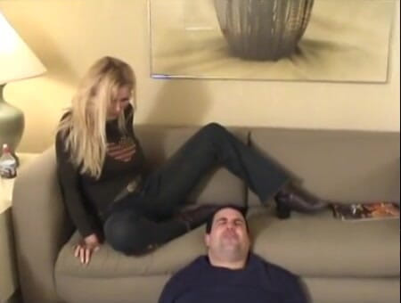Femdom Austria: Lady Goldie Facesits Her Slave Dicky in Jeans