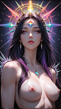 Shadow Oracle con rainbow Prism punte di fantasia cosmica bellezza Ai Art presentazione