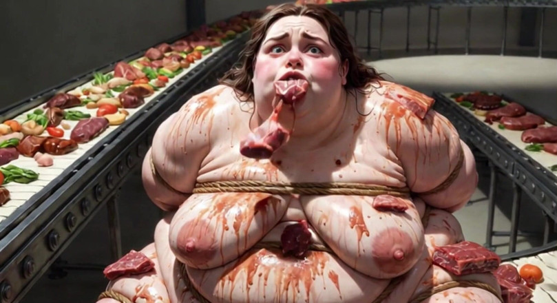 YOUR BEST FANTASY: Humiliated BBW Slave Tied and Stuffing Her Belly Deep