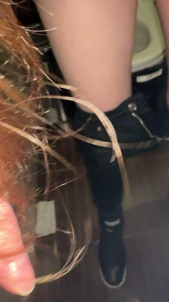 JuliaVeil: Peeing in Public Toilets - Hairy Pussy, Dirty Panties &amp; Close up...