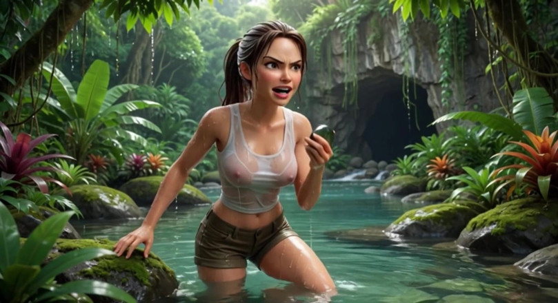 My night collection: Lara Croft Discovers Amazon Treasure and Embraces Beautiful Blonde Ancestral...