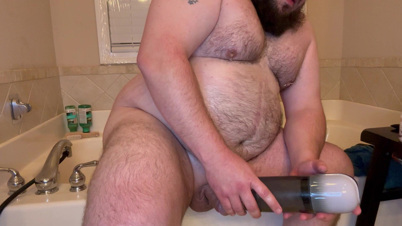 Chubby Freak: Baculatý táta Stroking, Pomocí kouření Hračka a Anální kolík