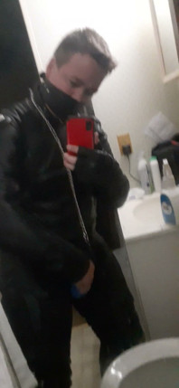 Leather Biker Jerking off in Leather Suit