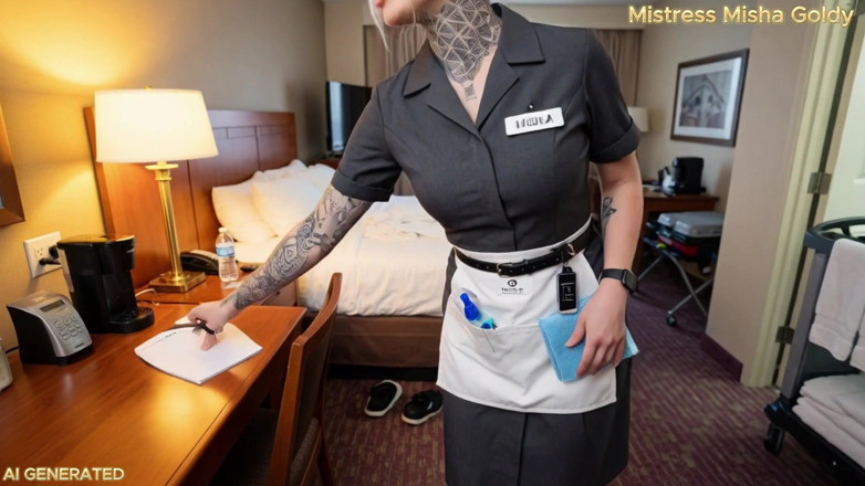 Goddess Misha Goldy: Hotel huishoudster heeft je betrapt