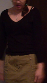 Skinny Teen with Glasses Full Bladder Desperation and Trying Pee on the Floor