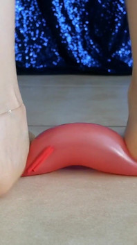 Smushed Harshly by My Classy Bare Feet in Red Toenail Polish Ita
