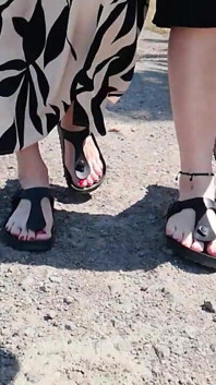 Barefoot in Birkenstocks in Nature