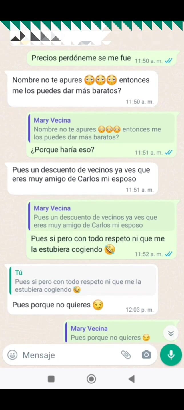 Mexicasero: Mevrouw Mary werd erg geil en ze stuurde me foto's...