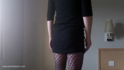 EmmaLeeTV - Nylon Fetish Tranny: Tranny Emma Lee patterned pantyhose cock bulge