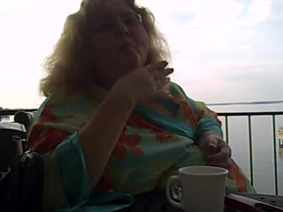 BBW nurse Vicki adventures with friends: BBW early morning smoke and coffee