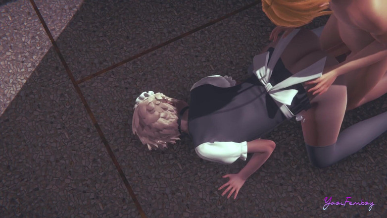 Yaoitube: Yaoi Femboy - erik kleidet sich als zimmermädchen und wird gefickt