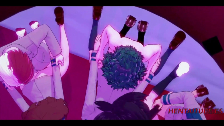 Yaoitube: Boku geen held Hentai - orgie Yaoyorozu Momo, Ochako Uraraka &amp; Kyoka...