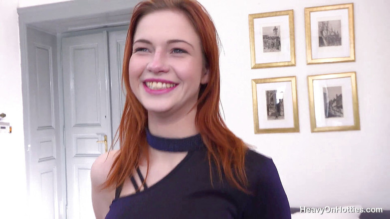 Heavy on Hotties: Busty redhead teen debutante fucks hard - natural tits