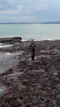 Rubbery Beach Encounter: Lucy's Neoprene Pussy Play with Stranger