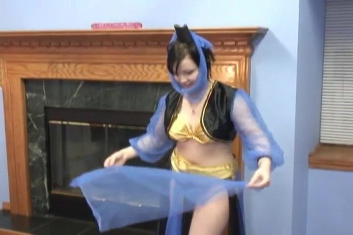 Radical: Sexy costume girl dildoing her pussy