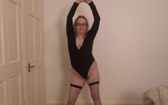 Littlevixen: Dancing Workout in Black Leotard and Fence-net Stockings