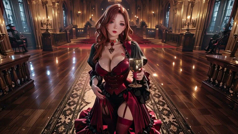 Seraphina Vale: Reina pelirroja gótica! Una lujosa coronación en la sala de...