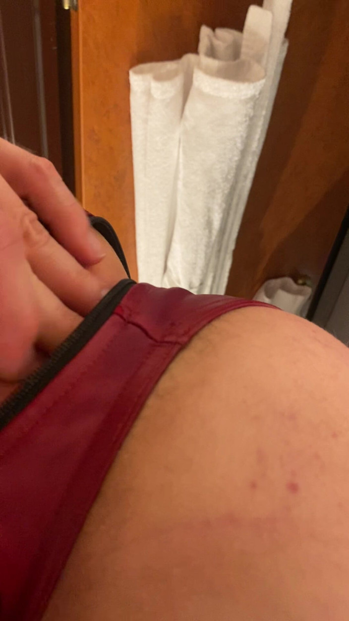 FlowingSpring247: Red Latex Stockings Dildo Masturbation