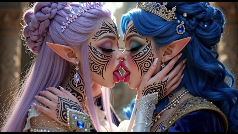 Hot girl dancing: Beautiful Elves Princess Kissing, Ai Animation