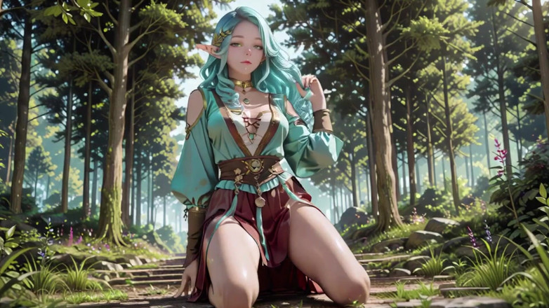Seraphina Vale: Fantasi hutan! Mage berambut hijau &amp; Elf biru dalam berjalan-jalan peribadi