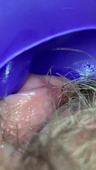 Extreme closeup big clit licking toy orgasm hairy pussy