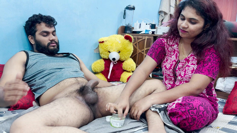 Vaishnavysharunraj: Step Sister Doing Penis Massage with Aloevera Gel