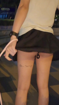 Caged Sissy with Anal Toy Walking the Cat