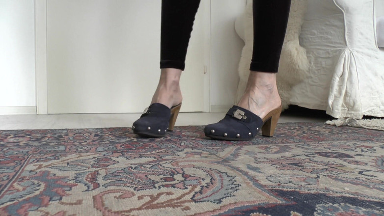 Lady Victoria Valente: Blue Wooden Clogs, Sabots, Lady Victoria Valente
