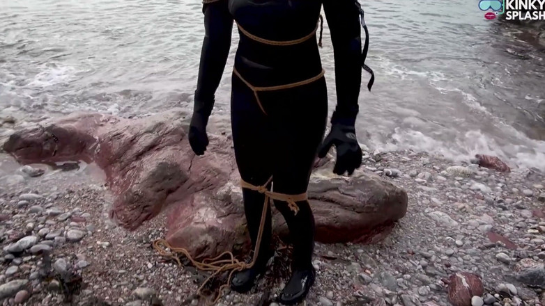 UKCuteGirl Lucy Lauren: Begging to Be Tied up in 8mm Beuchat - Wetsuit Girl Struggles...
