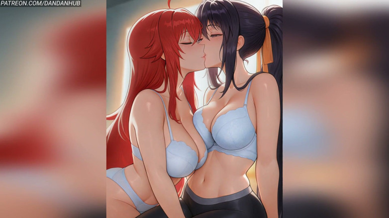 Dandanhub: Rias X Akeno Yuri Hentai - Full Lesbian Scene Dxd