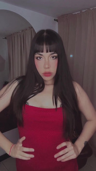 Brunette Hair and Red Dress