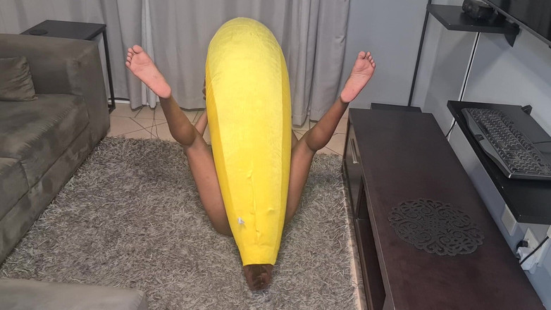 domslutfucker: Tattooed Desi Slut Humps a Big Banana, Close Ups