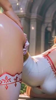 Gol animation Asuna Yuuki en trío anal