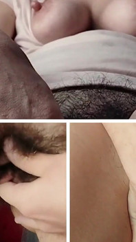 Memek berbulu istri amatir memijatnya hingga orgasme, payudara besar, puting besar, pantat besar.