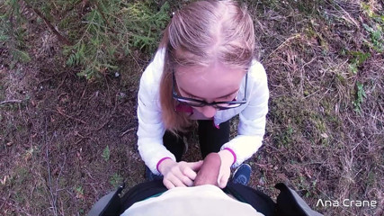 Ana Crane: Hot student in glasses sucking dick and ass fucking in...